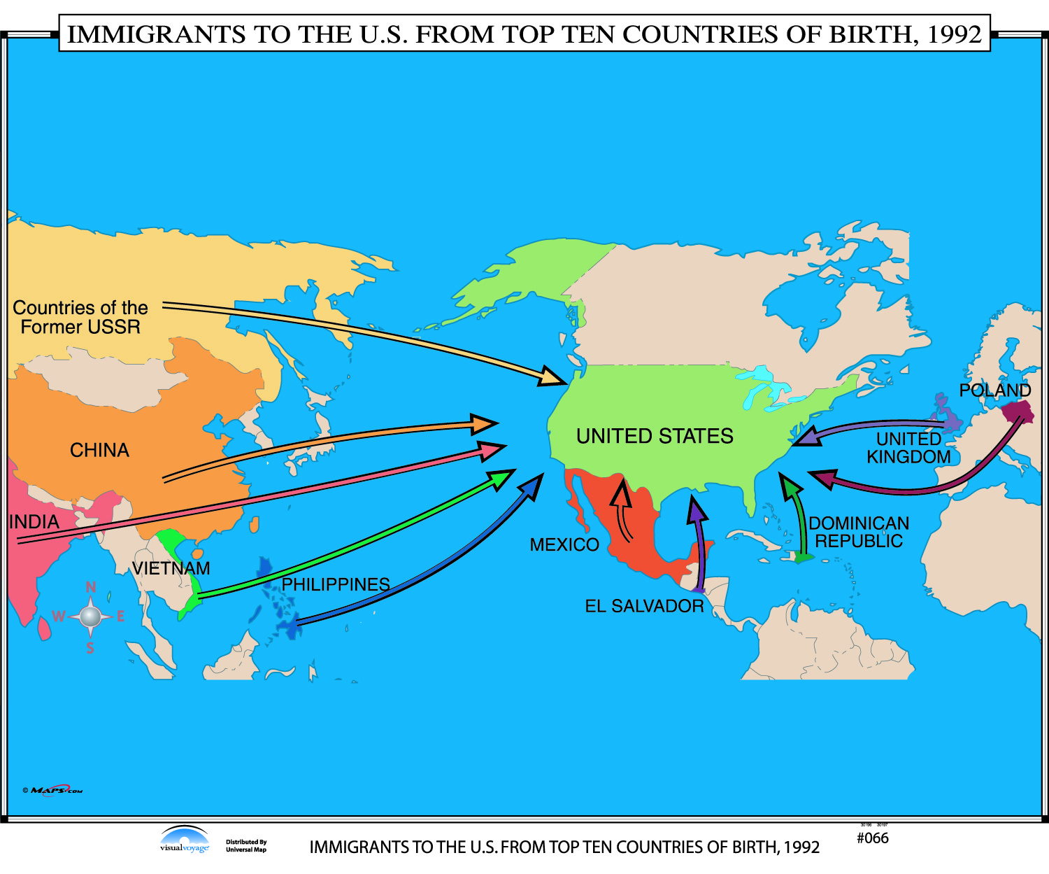 066 IMMIGRANTS To The US From Top Ten Countries Of Birth 1992 183 